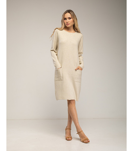 Рокля в екрю с джобове снимка