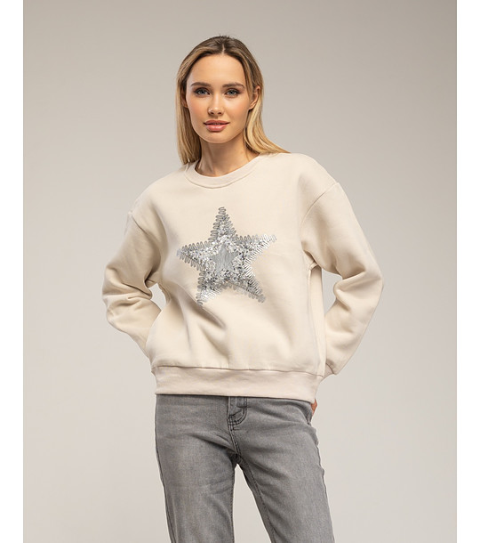 Бежова дамска блуза със звезда снимка