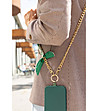 Верижка за телефон в златисто с шалче в зелено-1 снимка