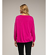 Дамски тънък овърсайз пуловер в цвят фуксия-1 снимка