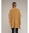 Елегантно дамско пончо в цвят горчица-1 снимка