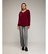 Тънък дамски пуловер в цвят бордо-3 снимка