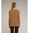 Дамски тънък пуловер в цвят камел-1 снимка