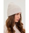 Дамска бежова шапка с рипсена плетка-1 снимка