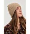 Дамска шапка в бежов меланж с рипс-1 снимка
