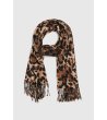 Дамски шал в кафяво с леопардови шарки и ресни-0 снимка