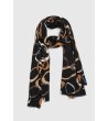 Дамски черен шал с принт-0 снимка