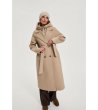 Дамско бежово палто с колан-3 снимка