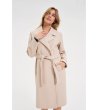 Дамско бежово палто с колан-2 снимка