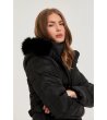 Дамско зимно черно яке с качулка-4 снимка