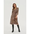 Бежова рокля с леопардов принт-1 снимка