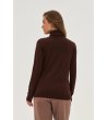 Дамски кафяв пуловер с поло яка-1 снимка