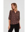 Дамска блуза с принт в черно и кафяво-3 снимка