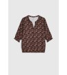 Дамска блуза с принт в черно и кафяво-4 снимка