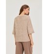 Дамски бежов пуловер с широки ръкави-1 снимка
