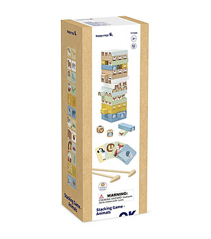 Дървена цветна дженга със зарче Животни снимка