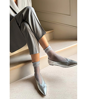 Дамски чорапи в синьо ALICE с панделки снимка