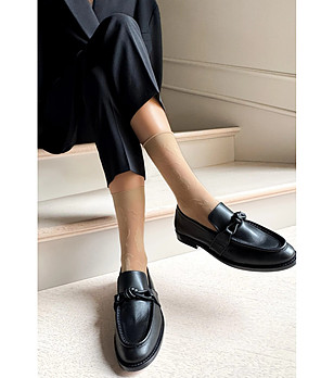 Дамски чорапи в цвят нюд с флорален мотив FIORE снимка