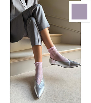 Дамски лилави чорапи MAXIMA с флорален мотив снимка