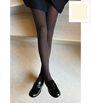 Чорапогащник MAYA 60 DEN в цвят екрю с мотив рибена кост снимка