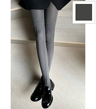 Чорапогащник NEGRITA в цвят графит 80 DEN с релефен мотив снимка