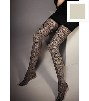 Дамски чорапогащник PRISMA 80 DEN в сиво с триизмерни ромбове снимка