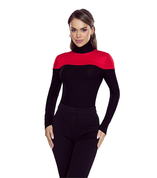 Дамска поло блуза в черно и червено MIKA снимка