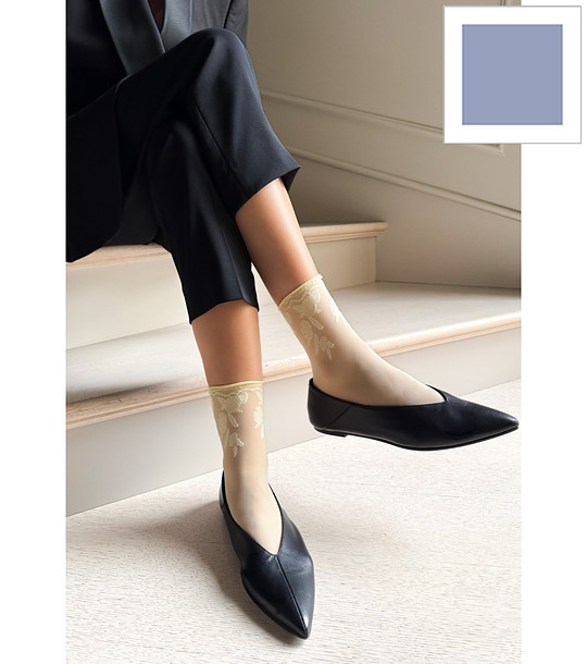 Дамски чорапи в синьо JANA с флорален мотив снимка