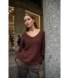 Дамски пуловер в тъмнокафяво-1 снимка