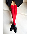 Червени чорапи над коляното 40 DEN DORA-0 снимка