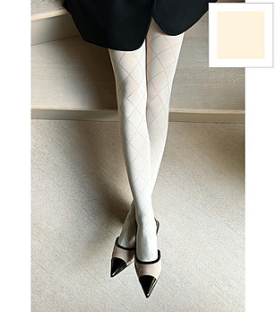 Чорапогащник в екрю с големи ромбове ROMBO GRANDI 60 DEN ч снимка