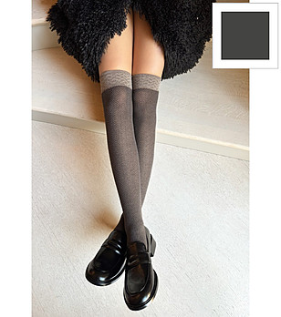 Дамски дълги чорапи в цвят графит TIPPI с нестягащ ластик снимка