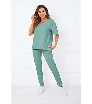 Дамска памучна блуза в зелен нюанс Caro снимка