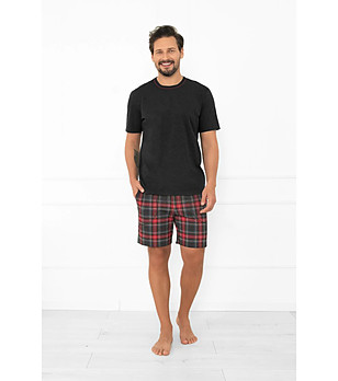 Мъжка пижама Rusoli в тъмен меланж с каре снимка