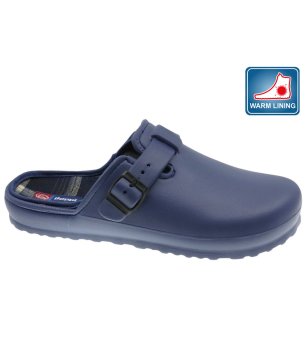 Тъмносиньо мъжко сабо с декоративна тока снимка