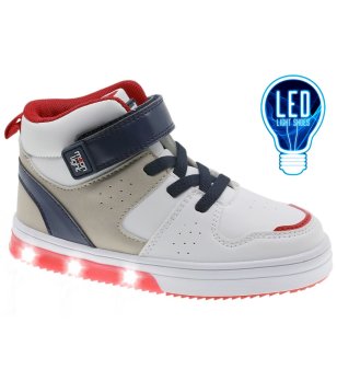 Бели детски кецове с LED подметка, велкро и ластик снимка