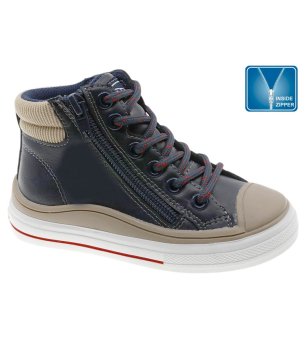 Тъмносини детски кецове със страничен цип и връзки снимка