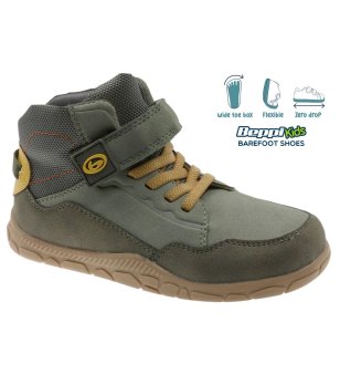 Детски боти в цвят каки с велкро за широко стъпало снимка