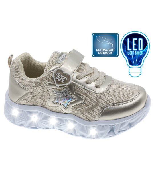 Златисти маратонки със светлини и декоративна звезда снимка