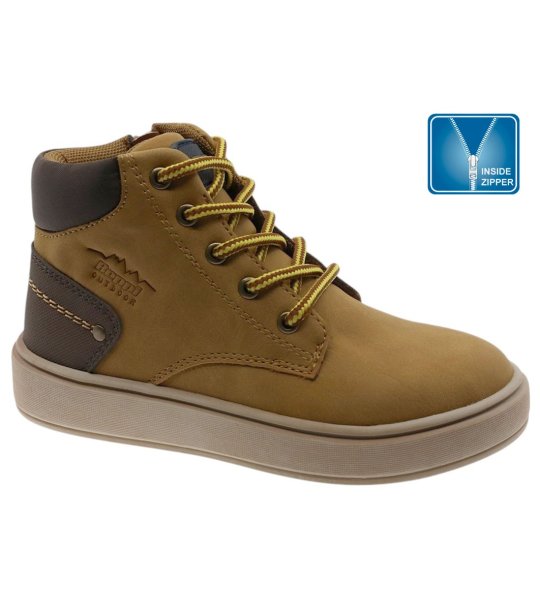 Юношески боти в цвят камел със страничен цип снимка