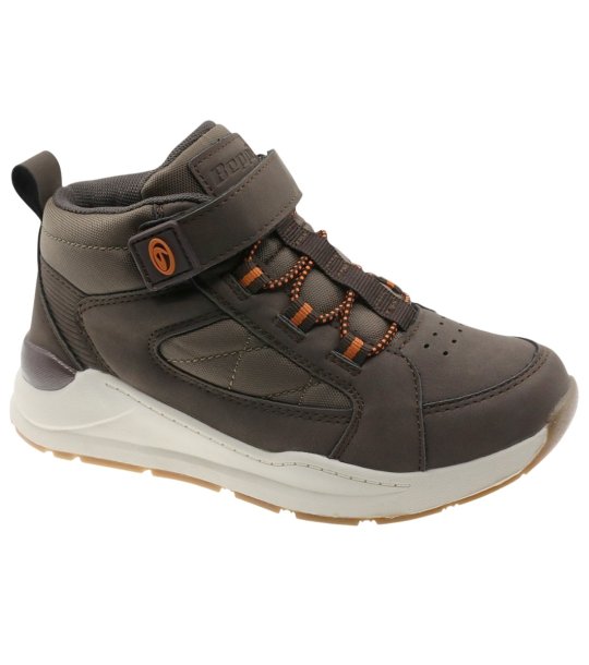 Юношески кафяви боти от еко кожа с велкро снимка