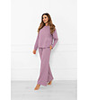 Лилава памучна дамска пижама с широки крачоли Ksara-0 снимка
