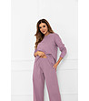 Лилава памучна дамска пижама с широки крачоли Ksara-3 снимка