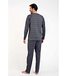 Мъжка памучна пижама Lars в цвят графит на райета-1 снимка