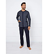 Тъмносиня мъжка памучна пижама с принт Rajmund-0 снимка