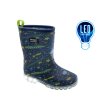 Сини детски гумени ботуши с космически принт и светеща LED подметка-0 снимка