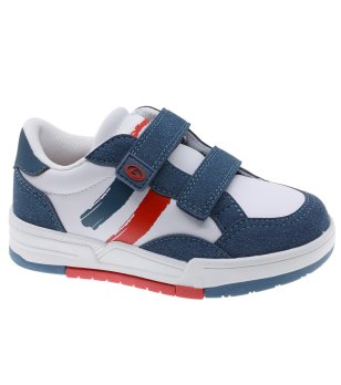 Ежедневни детски сникърси в бяло и тъмносиньо с велкро снимка