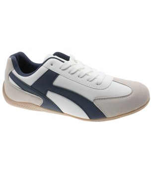 Мъжки ежедневни кецове в бяло и тъмносиньо с връзки снимка