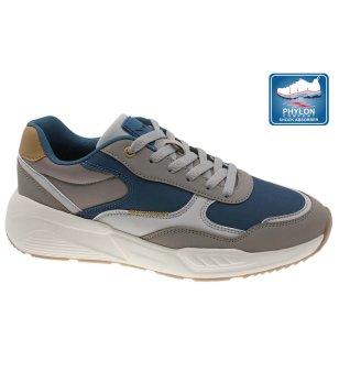 Мъжки сиви ежедневни маратонки с връзки и неплъзгаща подметка снимка