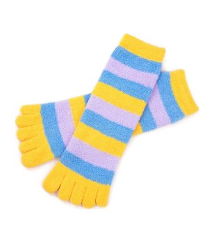 Чорапи с пръсти на райета в жълто, синьо и лилаво JUICY STRIPES снимка